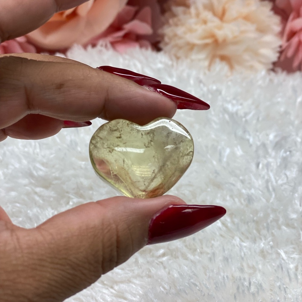 Citrine Crystal Heart Shaped Palm Stone #21 - Picture 2 of 3